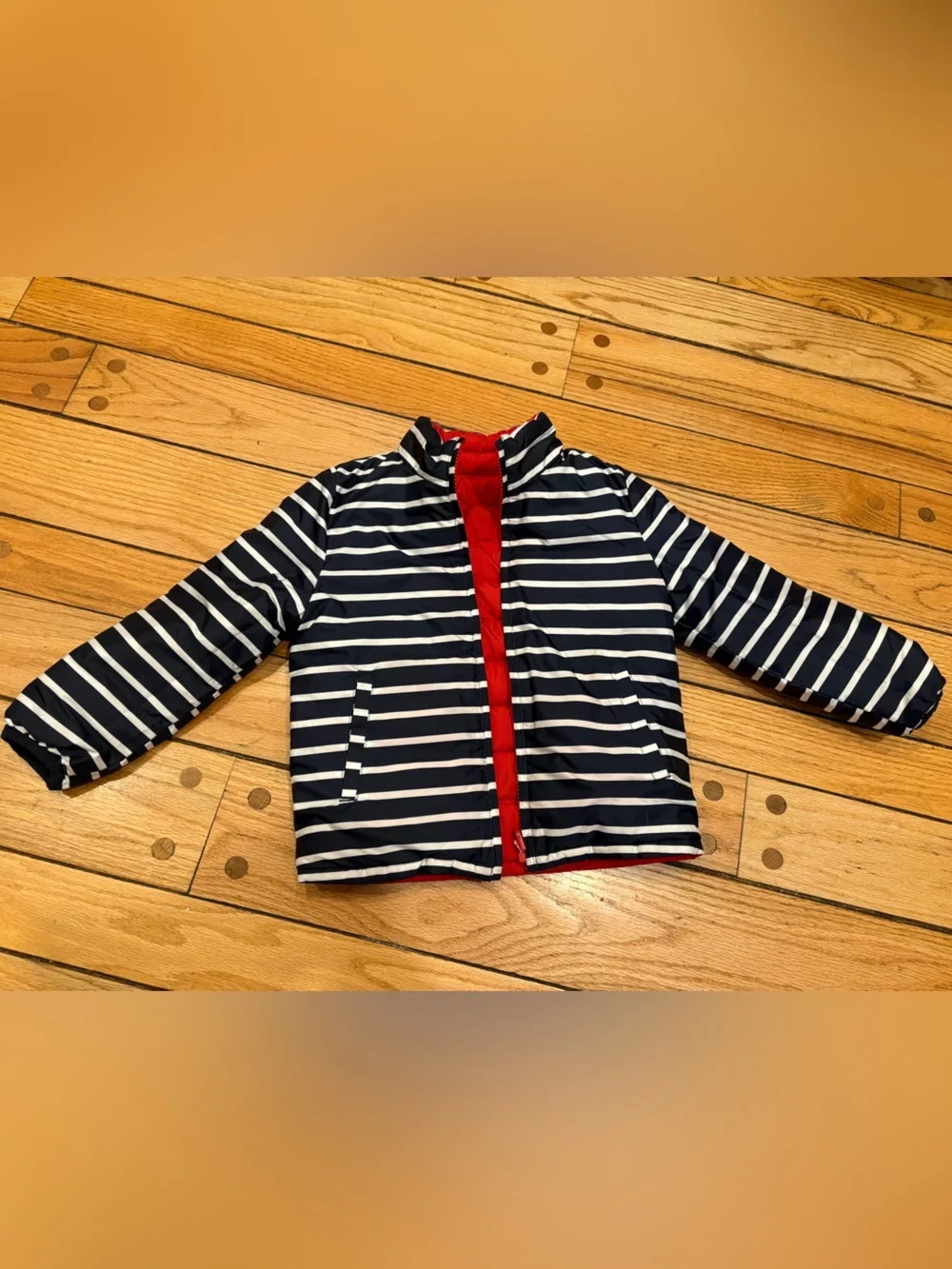 GAP Kids Navy and White Striped Reversible ColdControl Lined Jacket Coat size 5